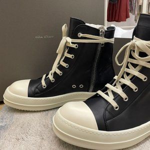 Rick Owens Ramones Black Leather High Tops Sneakers 43